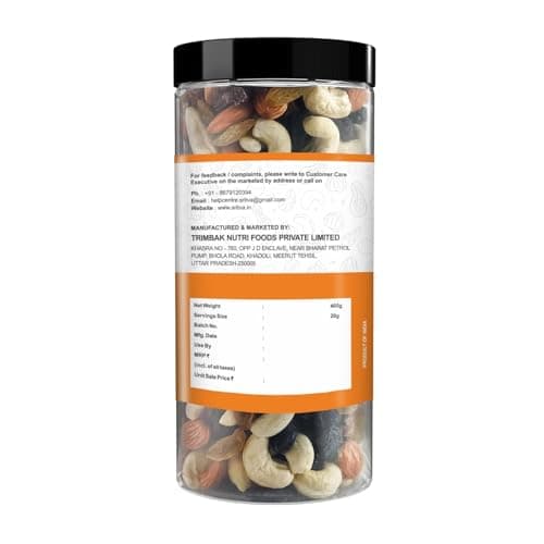 Sritva Premium Dry Fruit Mix | Almonds Cashews Black Raisins Green Raisins Diced Dates | Healthy Energy Snack Rich in Fiber & Nutrients 405g 2