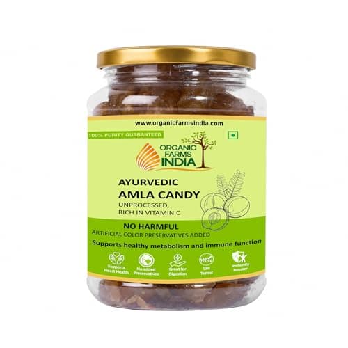 Organic Farms India Ayurvedic Amla Candy | Unprocessed Indian Gooseberry Candy | Rich in Vitamin C | No Artificial Colours or Preservatives | Supports Immunity & Digestion (300 Gram)