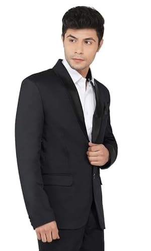 TAHVO Men's Blazer Slim Fit Single Breasted Black Solid Formal Blazer for Men & Boys Size 36 4