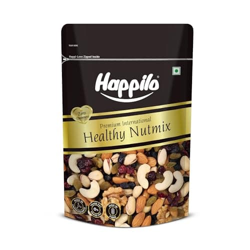 Happilo Premium International Healthy Nutmix, 200g | 7 Superfoods in 1 Mixes | Dry Fruits Contains Almonds, Cashews, Walnuts, Pistachios, Cranberries, Green & Black Raisins