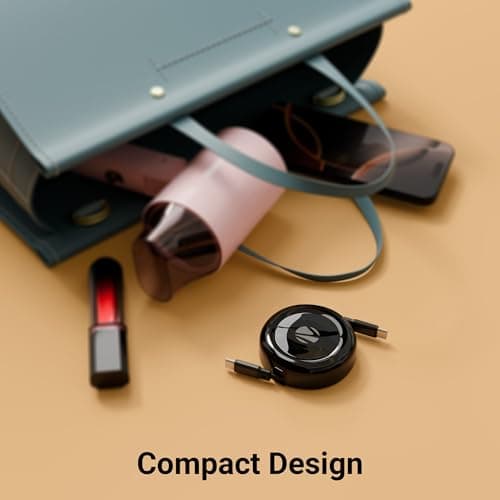 Zebronics Type C - Type C Retractable Cable, 60 Watts, Upto 480Mbps Data Sync, Fast Charging, 1 M, Compatible with iPhone 15 & 16 Series, iPad, MacBook, Samsung, Android (Wattz 60RCC1, Black) 6