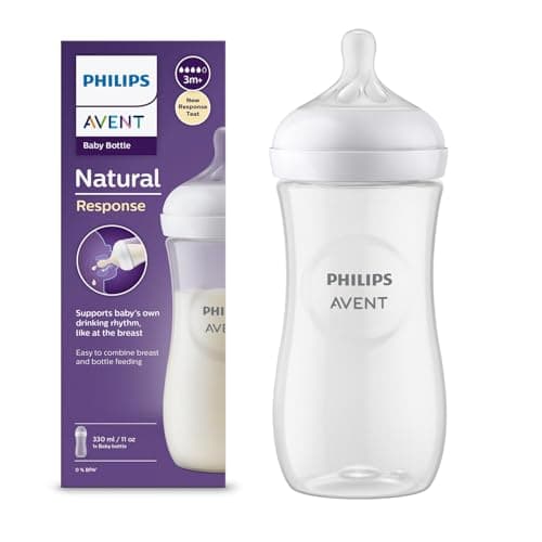 Philips Avent Natural Baby Plastic Feeding Bottle | No.1 Brand Recommended by Moms Worldwide | Ideal for 6 months+| Natural Response Technology Mimics Breastfeeding | Uniquely Designed Nipple releases