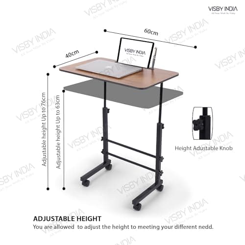 VISBY INDIA Height Adjustable Multipurpose Office Table for Home/Writing Desk for Office/Folding Table for School/Folding Study Table/Work from Home Table(60 X 60 X 40 Cm) (Wood Height Adjustable) 2