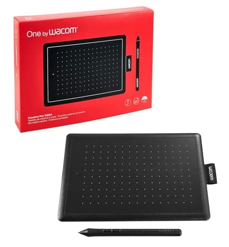 One by Wacom CTL-472/K0-CX Digital Drawing Graphics Pen Tablet (Red & Black) Small (6-inch x 3.5-inch)(15x8cm) | Battery Free Cordless Pen with 2048 Pressure Level