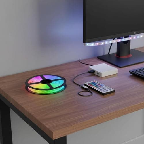 OJIVA RGB LED Strip Light Kit Dimmable Color Changing Light Strip Music Sync Controller Control LED Lights for Bedroom, Living Room, TV Backlighting, Kitchen, 1M, 44-Key Ir 30LED 5
