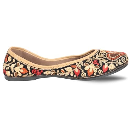 DFR Women Rajasthani Embroidery Ethnic Punjabi Mojari's Juti's Jutti’s, Color - Multicolor, UK Size - 8 3