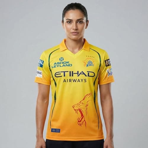 playR x Chennai Super Kings Original Fan Jersey IPL 2026 – Adult Plain Half Sleeve CSK Cricket T-Shirt, Regular Fit Sportswear Tee for Training, Outdoor & Match Day Activewear for All Season 5