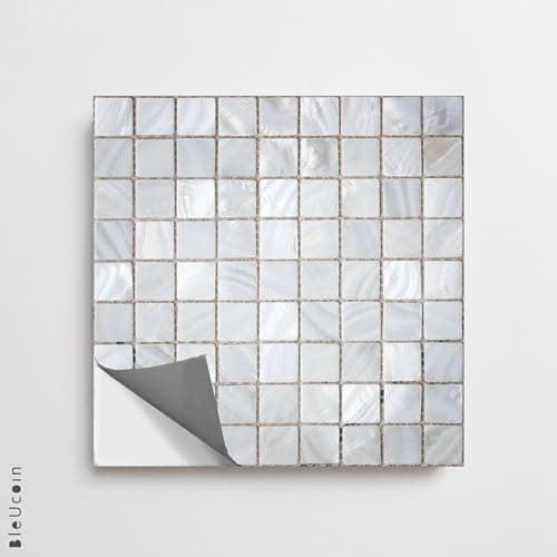 Mosaic Bleucoin Peel and Stick Floor Tiles Anti-Slip Vinyl Decals for Home, Kitchen, Bathroom,Remove Water Resistant DIY Renter-Friendly Flooring Solution Pack of 12 (White, 6" x 6" Inches) 2
