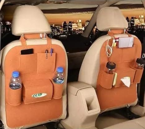 Car Back Seat Organizer with 7 Pockets for All car | Universal Fit Interior Multi-Pocket Organizer Holder Storage for Bottles, Mobile, Keys, Tissues | Car Leather Storage Hanging Bag Seat 3
