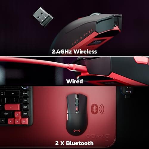 daWg Slay 50, 12000 DPI Wireless Gaming Mouse, PixArt 3311, 80Hrs* Backup, 1000Hz, 65gm Lightweight, 300IPS, 35G Acceleration, 6 Buttons, 20M Switch, RGB Charging Dock, Tri-Model (Black) 3