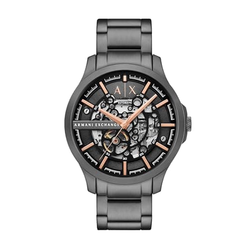 Armani Exchange Stainless Steel Analog Black Dial Men's Watch-Ax2458, Band Color:Gray
