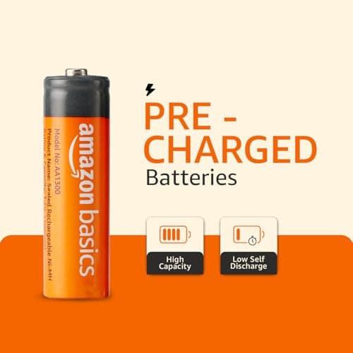Amazon Basics AA Rechargeable Batteries | 1300 mAh with 1.2 V Power| Ni-MH Batteries (Pack of 4) 3