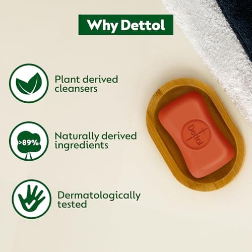 Dettol Original Bathing Soap Bar with 12 HR protective shield (750gm) | Kills 99.99% Germs, 150g (Pack of 5) 5
