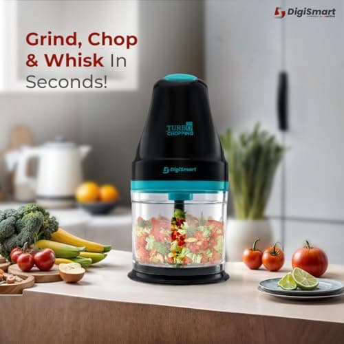 DigiSmart 400 Watts Chopper for Chop, Mincing, Puree, Whisk, Grind, 100% Copper Motor Electric Chopper, One Touch Operation, Stainless Steel Blade, Anti Skid, 1 Year Warranty (Blue & Black) 3