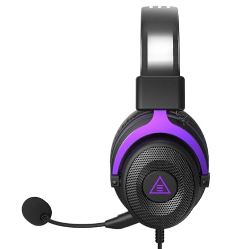 EKSA E900 Wired Stereo Gaming Headset-Over Ear Headphones with Noise Canceling Mic, Detachable Headset Compatible with PS4, PS5, PC, Laptop (Purple) (Purple)