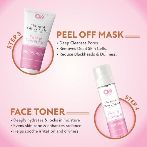 CO Luxury Rice & Ceramide 8-Step Classical Glass Skin Care Kit | Moisturizer,Facewash,Toner,Sunscreen,Peel-Off Mask,Serum,Eye Cream & Soap | Brightening, Hydrating & Even Tone ( Set of 8 Items) 4