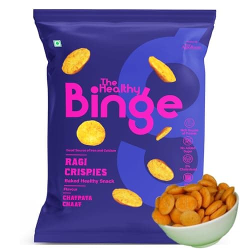 The Healthy Binge Ragi Chips | Chatpata Chaat | Baked Chips | Healthy Snacks for kids, Adults | No Maida, Palm Oil, & Cholesterol | 40g