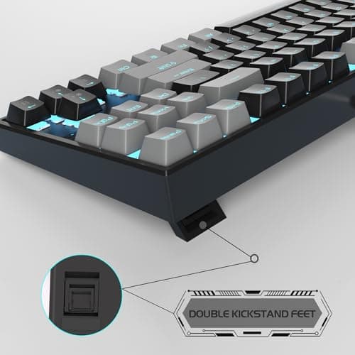 MageGee 75% Mechanical Gaming Keyboard with Red Switch, LED Blue Backlit Keyboard, 87 Keys Compact TKL Wired Computer Keyboard for Windows Laptop PC Gamer - Black/Grey 4