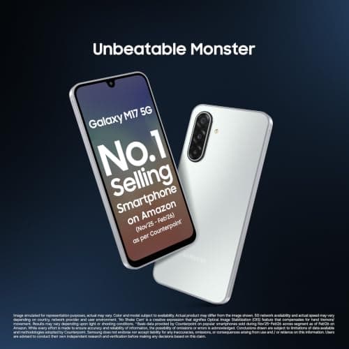 Samsung Galaxy M17 5G Mobile (Moonlight Silver, 6GB RAM, 128GB Storage) | 50MP OIS Triple Camera | Gorilla Glass Victus| IP54 | 6 Gen OS Upgrades | AI | Gemini Live | Lag-free Gaming | Without Charger 2