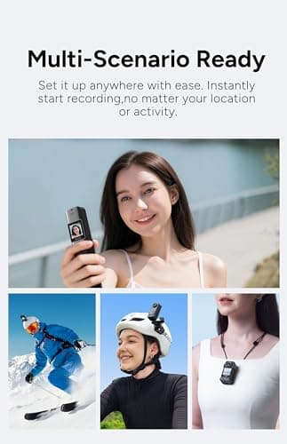SJCAM C300 4K Pocket Action Camera,7Hour Power, 6-Axis Stabilizer, Dual-Touch Screen Body Camera, Waterproof, Suitable for Vlogging and Live Streaming, with Helmet Mount Kits, Black (64GB SD Card) 2