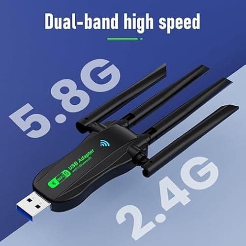 USB Adapter, 1200Mbps USB 3.0 Network Dongle with High Gain 4 Antennas, Dual Band Network Adapter for Desktop Computer Laptop 3