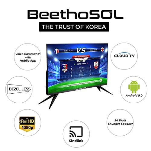 BeethoSOL 108 cm (43 inch) Frame Less Full HD LED Smart Android TV (43BZ37), Black 3