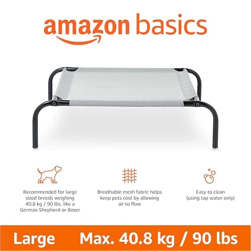 amazon basics Large Elevated Cooling Pet Dog Cot Fabric Bed - 51 x 31 x 8 Inches, Grey 2