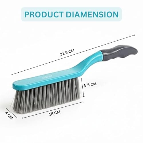 Solitude Long Bristle Dust Remover Brush for Daily General Cleaning Duster | Dusting Brush Ideal for Clothes, Carpet, Car Seat, Bed, Sofa, Curtains, Mats and Household Cleaning - Pack of 1 3
