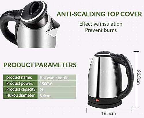 Automatic Electric Kettle 2.0 Litre with Stainless Steel Body for Tea Coffee Making Multipurpose Milk Boiling Water Heater Extra large Boiler with Handle Water Heater Jug 3