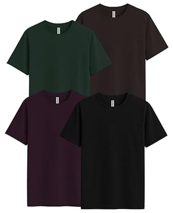 Sleepynuts Men's Regular Fit Round Neck Half Sleeves Solid Casual Wear T-Shirt
