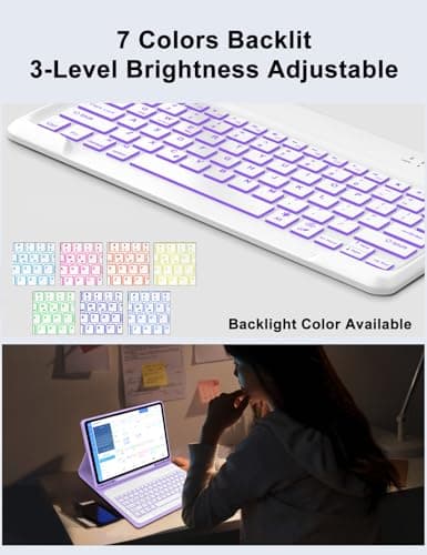 Keyboard Case for Samsung Galaxy Tab S10+ Plus / S9+ Plus / S9 FE+ Plus 12.4 Inch Case with Backlight Keypad, Galaxy Tablet Folio Cover with Detachable Backlit Key Board for Samsung 12.4'' Tab, Purple 3