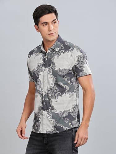 BULLMER Trendy Regular Fit Printed Half Sleeve Plus Size Shirt for Men | Men’s Shirts in Plus Sizes only Olive3 XX-Large 4