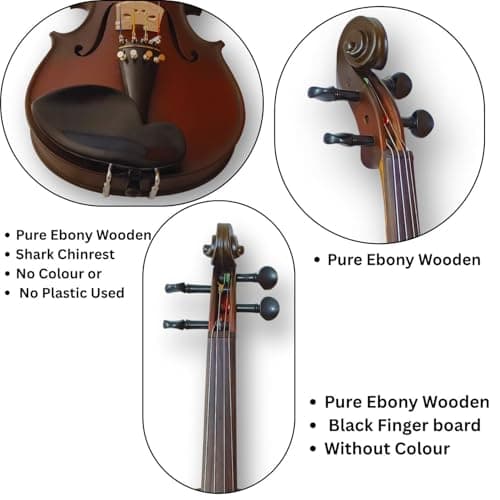 GOUTAM GAIN 1/2 Acoustic Violin for Kids & Beginners | Half Size Violin with Case Bow Rosin | Student Violin Set Natural Maroon | Learning Musical Instrument 4