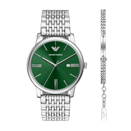 Emporio Armani Silver Quartz Stainless Steel Watch AR80087SET