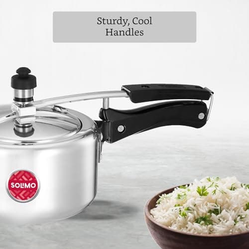 Amazon Brand - Solimo - Sleek Induction Bottom Aluminium Pressure Cooker - 2 Liter (Inner Lid), Silver 4