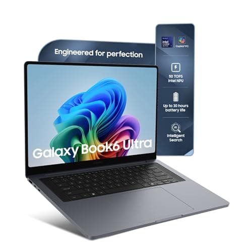 Samsung Galaxy Book6 Ultra (Gray, 32GB RAM, 1TB SSD) | Intel Core Ultra 7 (Series 3) | 16" WQXGA+ Dynamic AMOLED 2X | NVIDIA Graphics | 30Hrs Battery Life | 120 Hz | Dolby Atmos Six Speakers | AI PC