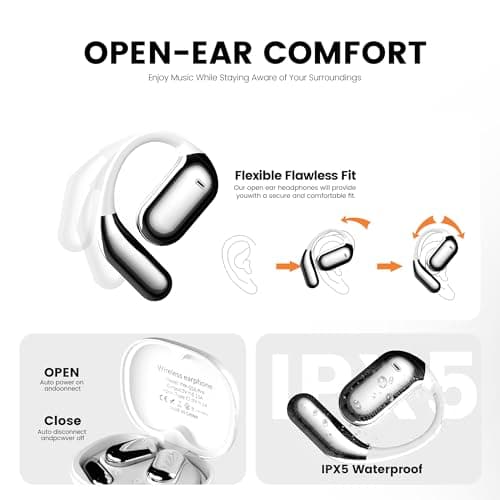 Wireless Open Ear Earbuds 70hrs Bluetooth 5.4 Ear buds Sport, Multi-functional Headphones 2025 New Intelligent Touch Screen Ultra Comfy Over Ear Earbuds with Earhooks, IPX5 Waterproof for Exercise 3