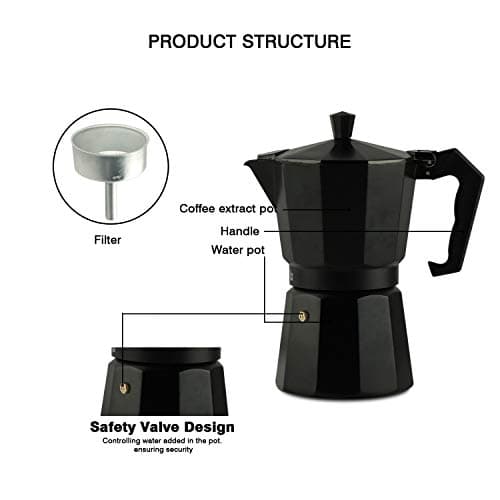 IBELL MP6370S Classic 6 Cup Moka Pot Espresso Maker/Percolator/filter Coffee Maker, Italian Espresso - Black 4