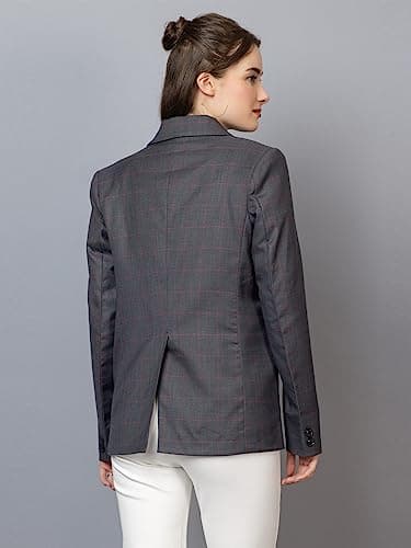 CHKOKKO Women Solid Regular Fit Stylish Formal Blazer Grey Size XXL 2