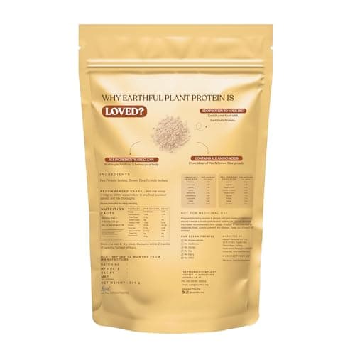 Earthful Honest Plant Protein | 24g Protein/Serving & 4.9g BCAAs | For Weight Management, Energy, Muscle Support & Recovery | Made with Pea & Brown Rice | Unflavoured - 504g 2