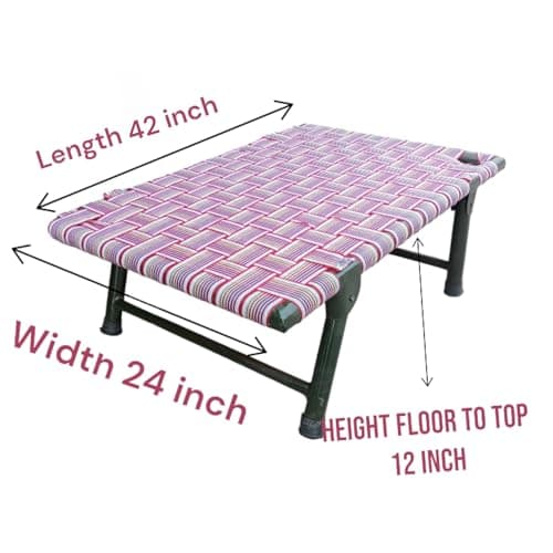 Nattnak Leg Fold Pet Dog Nylon Bed Strong Quality Iron Frame With Strips Outdoor Indoor Use Size 42X24X8 Inch(42X24X8),One Size, Multicolor 2