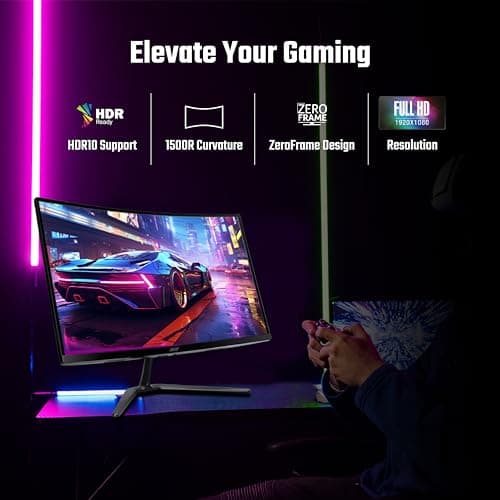 acer ED320QR 31.5 Inch Full HD VA Panel 1500R Curved Backlight LED LCD Monitor I 1 MS VRB I 165Hz Refresh Rate I AMD Free Sync Premium I HDR 10 I 2 X HDMI 1 X Display Port I Eye Care Features I Black 4
