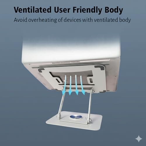 TARKAN 360° Rotating Laptop Stand, Adjustable Metal Foldable Desk Stand, Ergonomic Design (White) 4