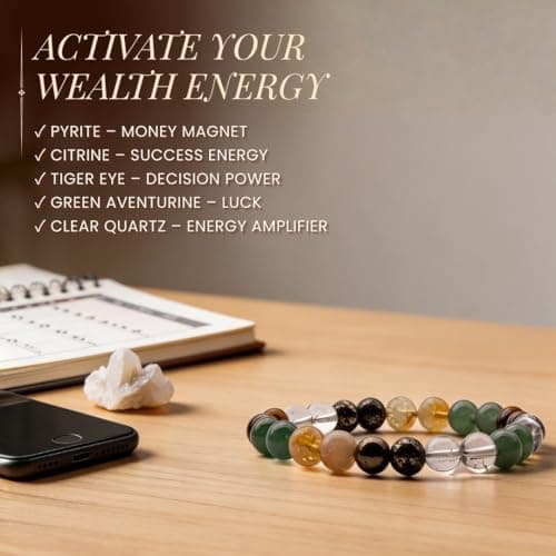Plus Value Dhan Yog Bracelet Wealth Abundance Crystal Bracelet Money Magnet Stone for Reiki Healing, Vastu, Feng Shui, Numerology for Men and Women (Beads Size 8mm, Certified) 3