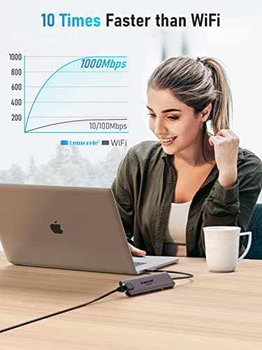 Lemorele USB C Hub Multiport Adapter 10 in 1, USB C Docking Station for MacBook with HDMI 4K@60Hz, Ethernet, 4*USB-A and USB-C Data Port, 100W PD, SD/TF Port, Suitable for Surface/Dell/HP 5