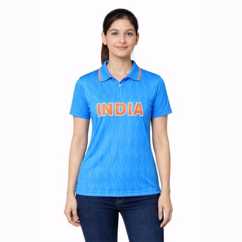 Unirec | Richa Ghosh 13 | India Cricket Fan Polo Jersey Tshirt for Men & Women | Lightweight Breathable Comfortable Sportswear | Indian Cricket Team Jersey | Sports Wear Blue T Shirt for Man - M 2