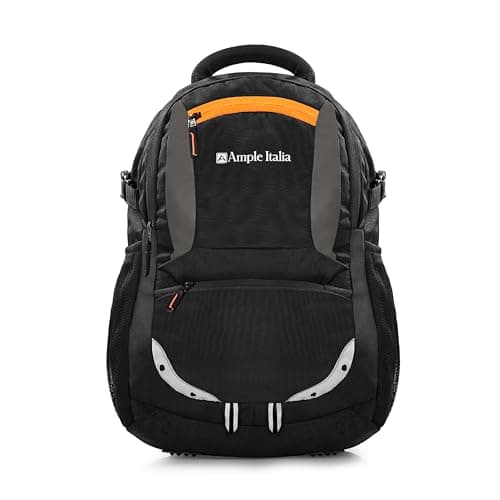 AMPLE ITALIA 40L Laptop Backpack for Men | Fits up to 16 Inch Laptops | 3 Main Compartments Water Resistant Office Bag | Padded Ergonomic Shoulder Straps | Black