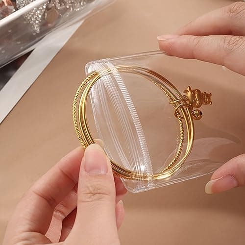 wolpin 17 Pcs Transparent Jewellery Storage Pouches | Clear PVC Zip Lock Covers for Rings, Earrings, Necklaces & Accessories | Durable Jewellery Organizer Bags 6