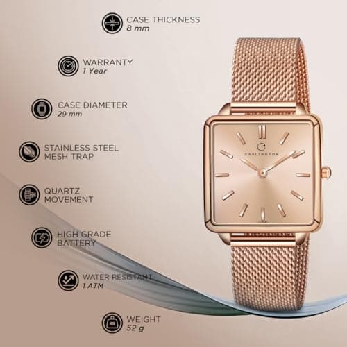 Carlington Iconic Analog Ladies Watch with Premium Linked Strap - CT 2040 Rose Gold 4