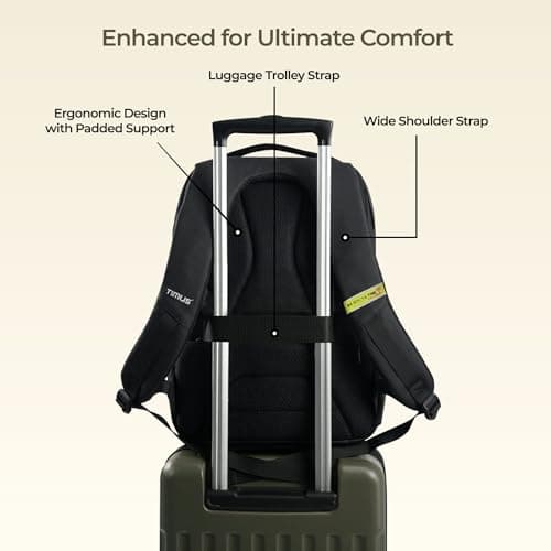 Timus Madrid Black Professional Laptop Bag for Men & Women 24 L with 15.6 Inch Laptop Compartment | Water resistant with USB Port Anti-Theft Backpack | Premium Polyester Fabric 5
